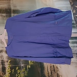 Cherokee Womens 2XL ceil blue long sleeve snap button up scrub jacket